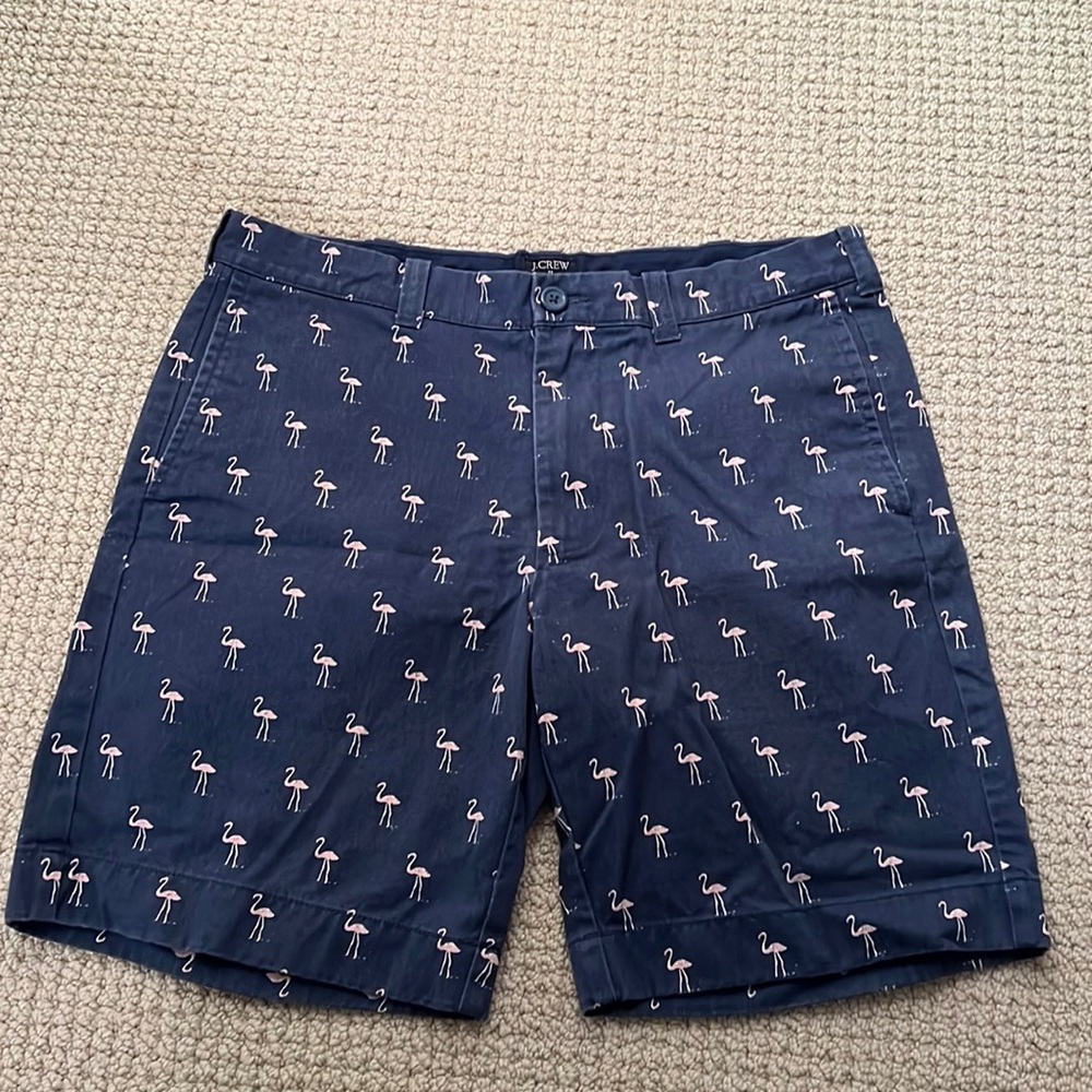 JCrew Mens Flamingo Printed Shorts - Size 32w 8” inseam